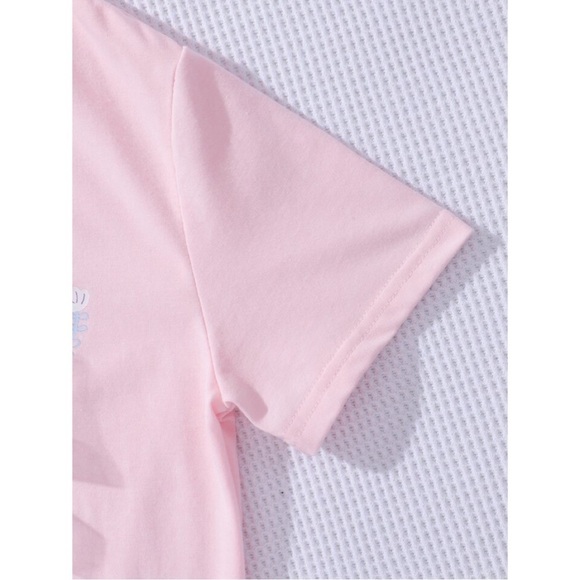 Girls Pink Butterfly Print Bow Front Tee - Picture 3 of 7